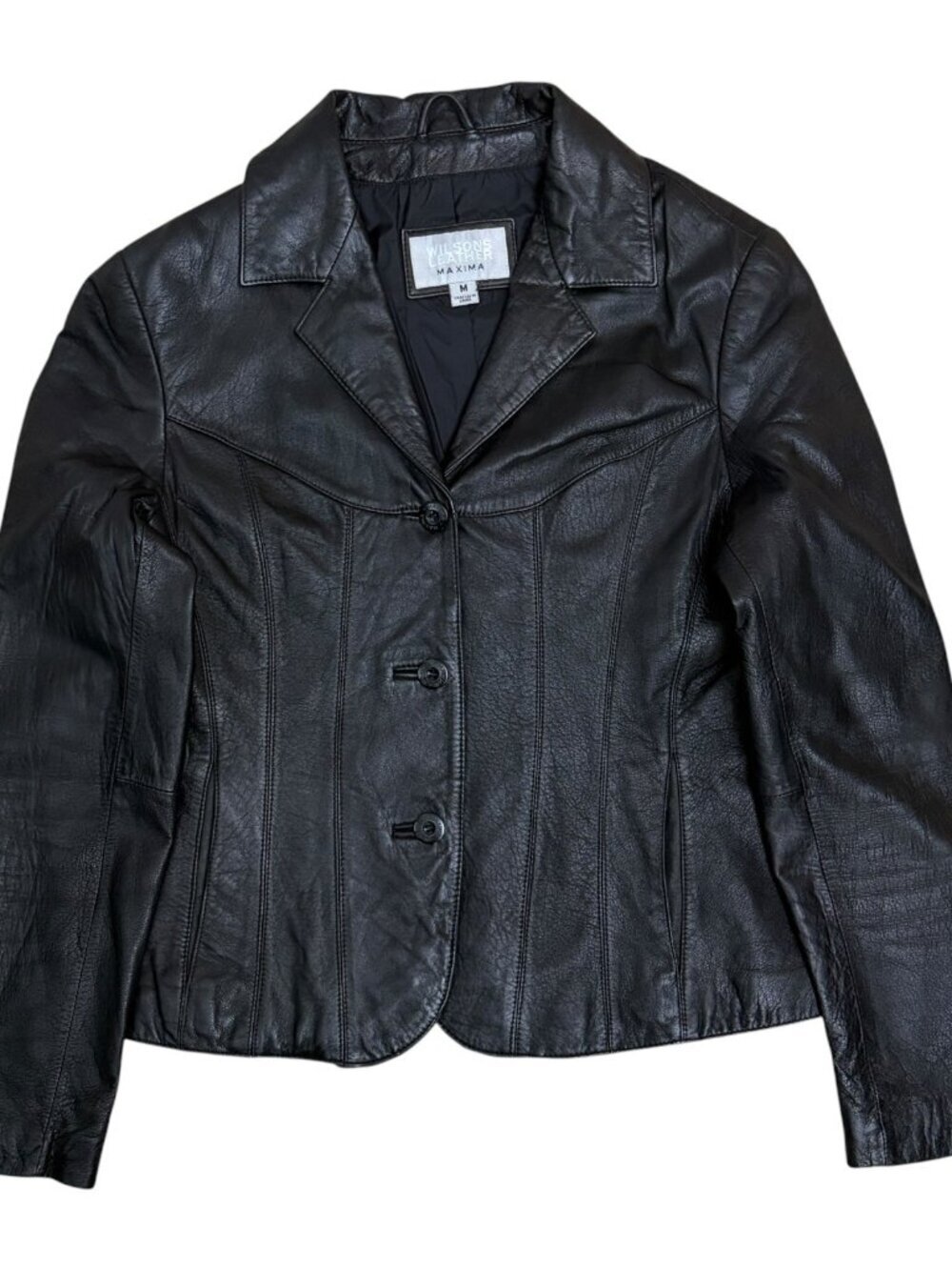 WILSONS LEATHER MAXIMA Jacket Designer Casual Black Cropped Coat Womens Medium